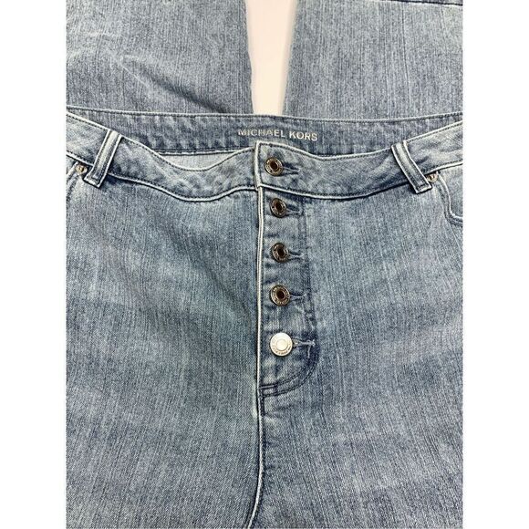 Michael Kors Womens High Rise Frayed Hem Straight Jeans Light Wash Blue Size 20W - Picture 6 of 12